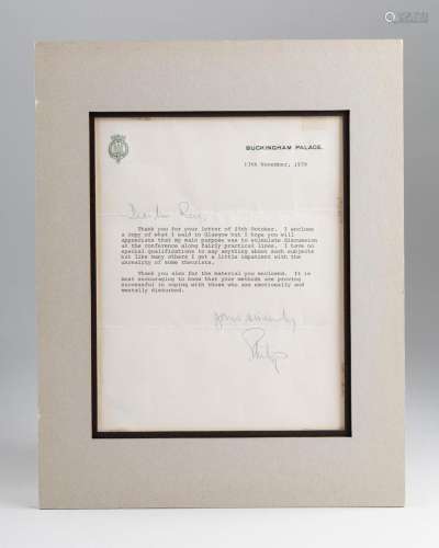 A signed letter by Prince Phillip