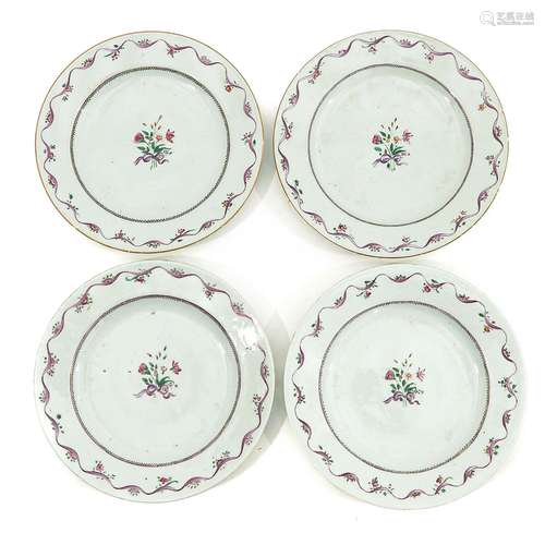 A Series of 4 Famille Rose Plates