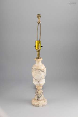 A cream marble table lamp. 22 1/4 in. (56.5 cm.) h.