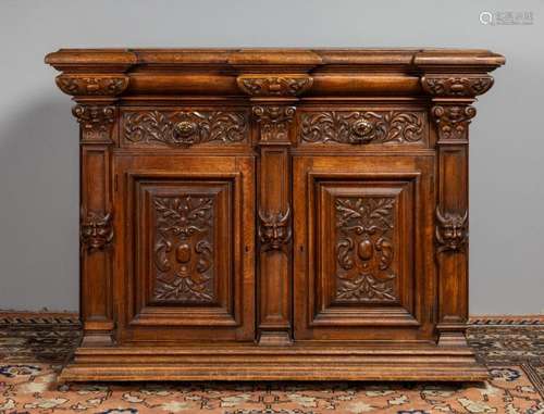 A 19th century continental oak cupboard, 41 1/2 x 23 x 53 1/...