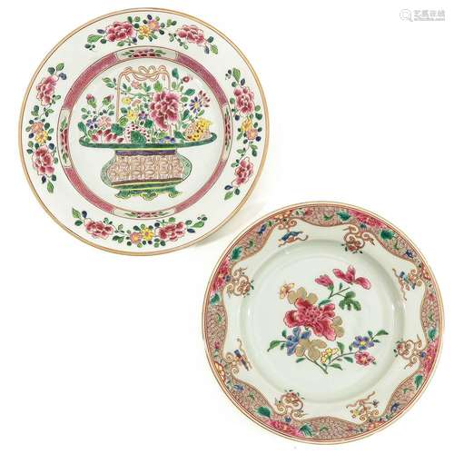 A Lot of 2 Famille Rose Plates