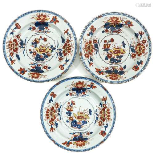 A Series of 3 Imari Plates