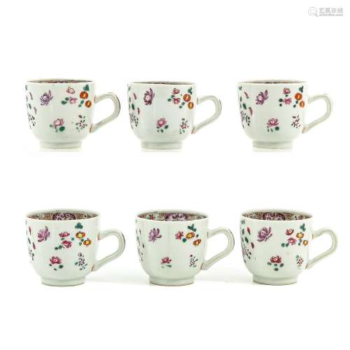 A Series of 6 Famille Rose Cups