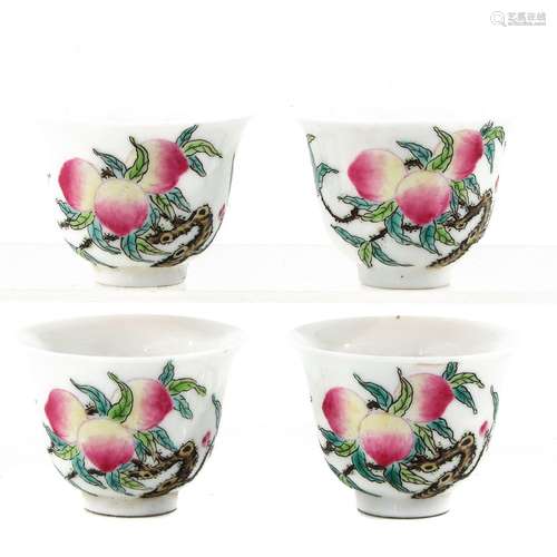 A Series of 4 Famille Rose Cups