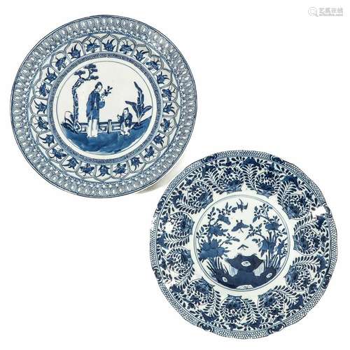 A Lot of 2 Blue and White Plates