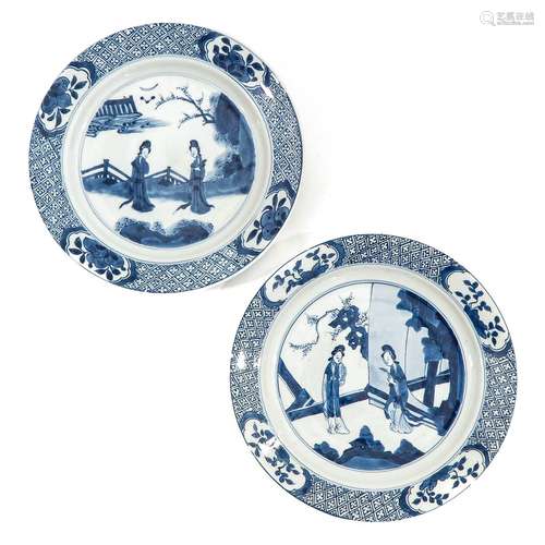 A Pair of Blue and White Plates