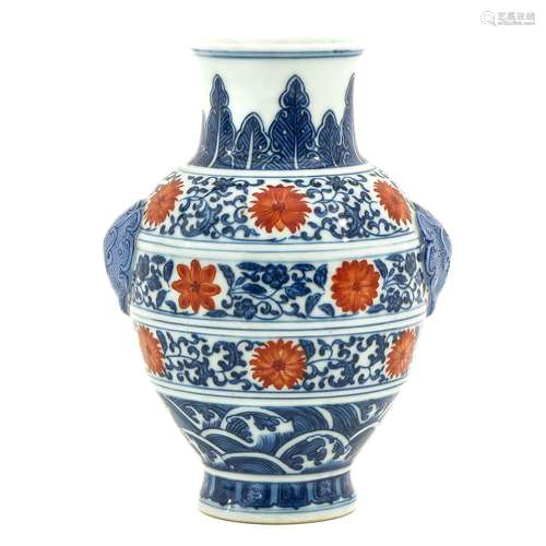 A Blue and Red Vase