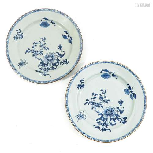 A Pair of Blue and White Plates