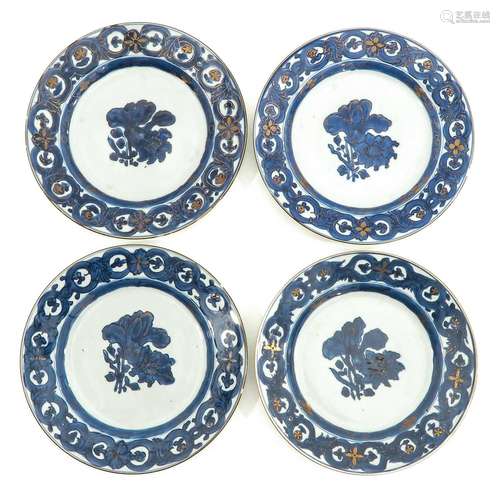 A Series of 4 Blue and White Plates