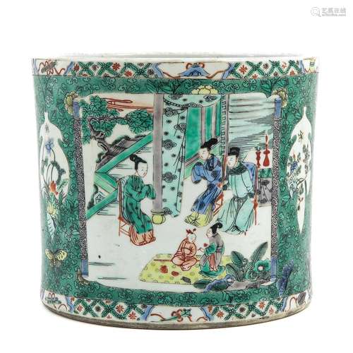 A Famille Verte Brush Pot