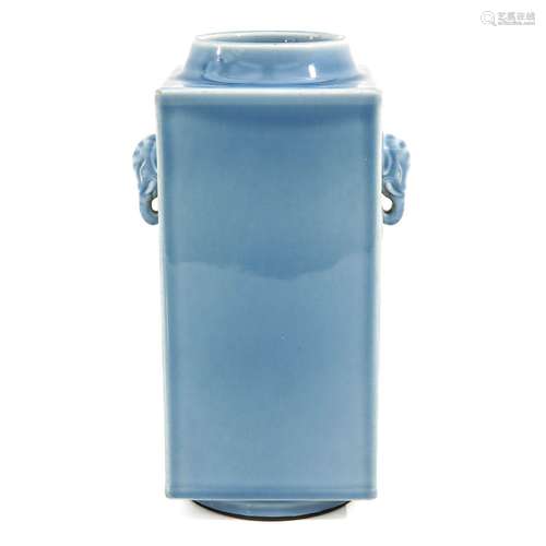 A Blue Glaze Square Vase