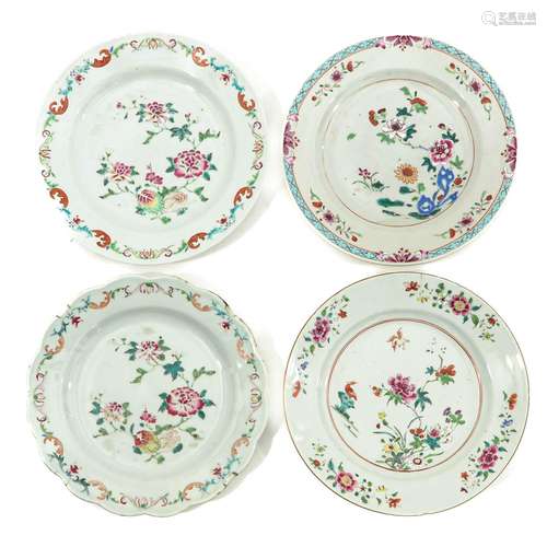 A Collection of 4 Famille Rose Plates