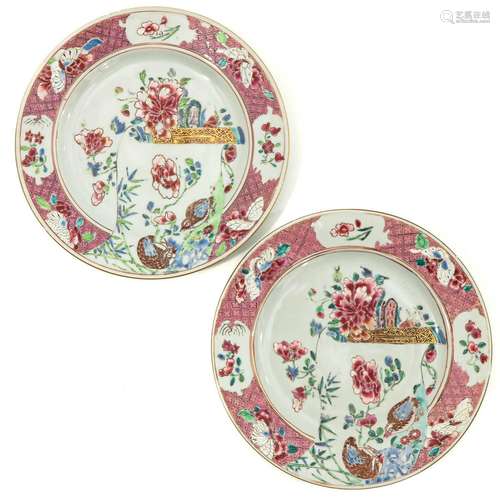 A Pair of Famille Rose Plates