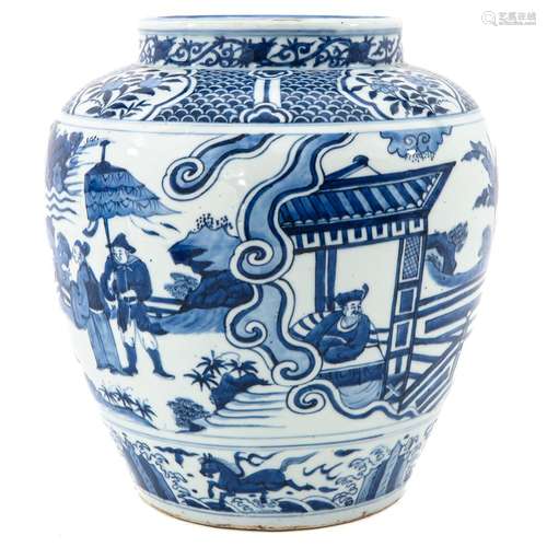 A Large Blue and White Jar