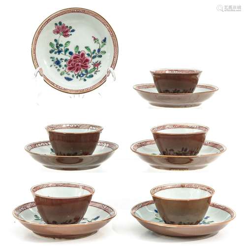 A Collection of Batavianware Cups and Saucers