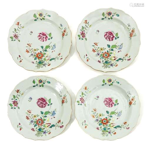 A Series of 4 Famille Rose Plates