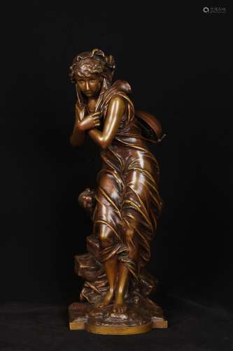 18-19世纪 背琴女郎 纯铜
