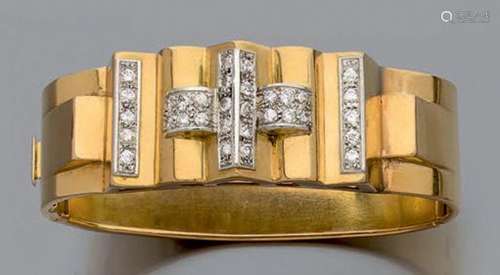 Bracelet jonc ouvrant à charnière en or 750 et platine