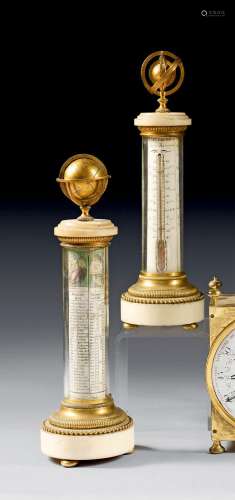 Paire de thermomètre et calendrier sous la forme de col