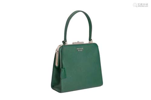 PRADA GREEN LEATHER HANDBAG