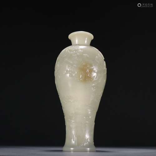 Fu Lu Shou Vase Carved with Hetian Jade Seed Material