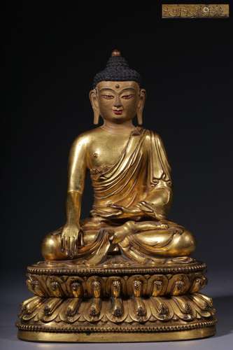 Gilt bronze statue of Shakyamuni