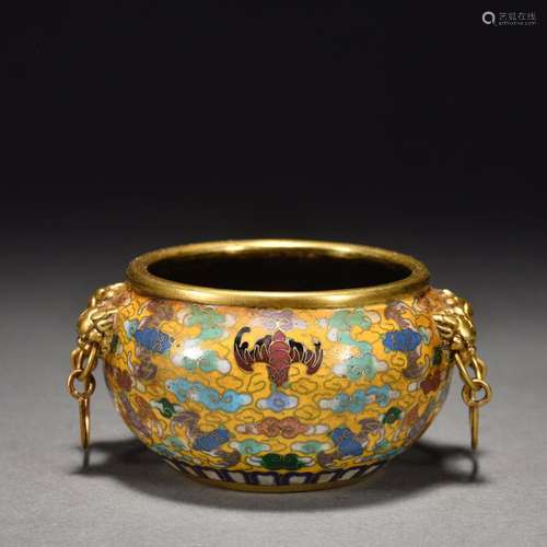 Cloisonné Enamel Bat Pattern Animal Ear Ring Censer