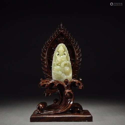 Topaz Carved Yulong Guanyin Ornament