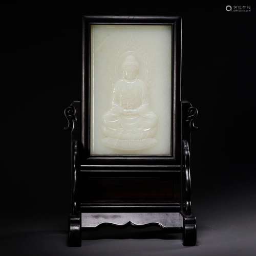 Hetian Jade Tathagata Buddha Poetry Insert Screen