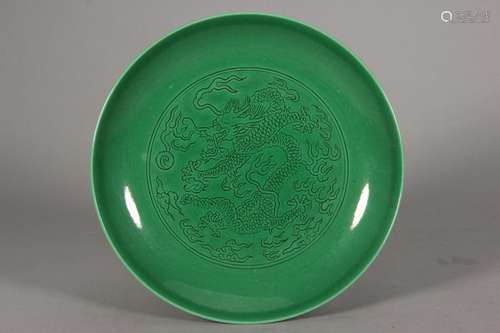 Green-glazed dragon dish