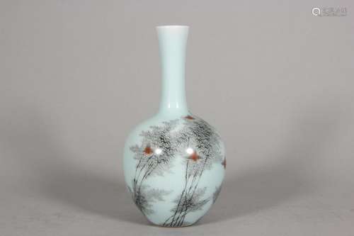 Celadon-glazed Ink-Colored Bamboo Celebrating Ping An Celest...