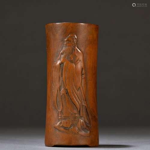 Boxwood "Kong Sheng Tu" study pen holder