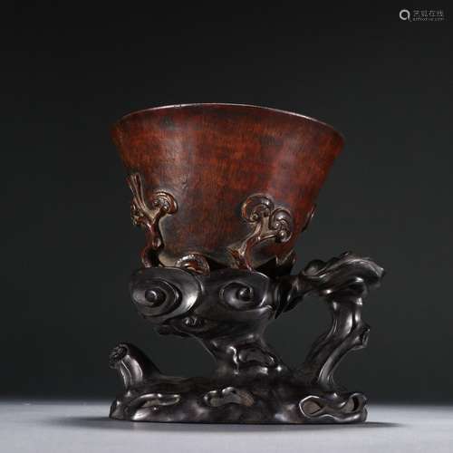 Bamboo Carved Lingzhi Cup Ornament