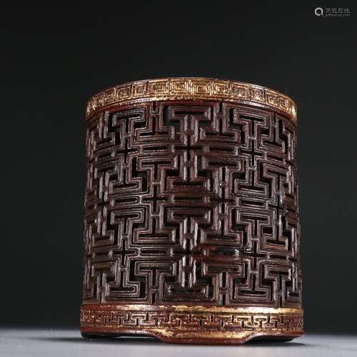 Rosewood Lacquer Gold Hollow Pen Holder