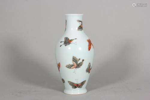 Pastel painting gold hundred butterflies olive bottle