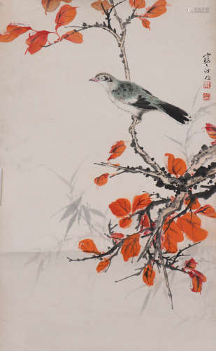 江寒汀 1903-1963 红叶雀鸟图