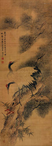沈铨(1682-1760)松鹤长青