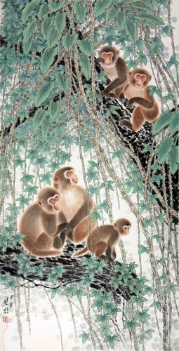 方楚雄(b.1950)猴嬉图