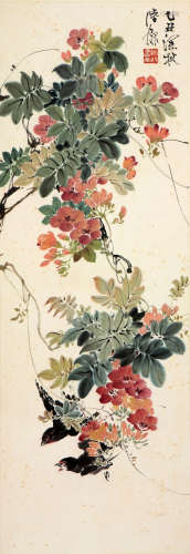 陆抑非(1908-1997)双燕飞花