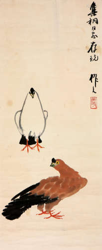 吴作人(1908-1997)双鸽