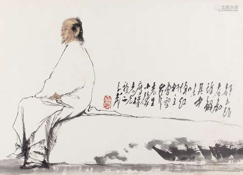 b.1936 王子武  人物 纸本设色 镜心