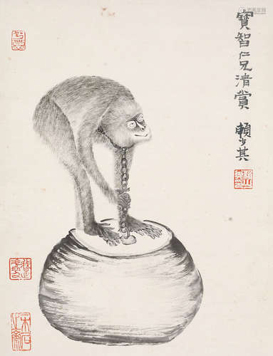 1915～2000 赖少其  猴 纸本水墨 立轴