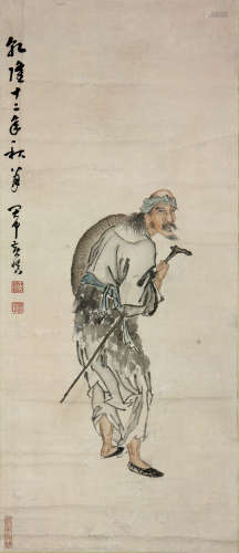 黄慎(1687-1770)柱杖图