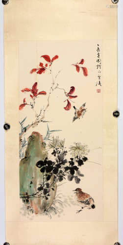 王雪涛(1903-1982)红叶飞雀