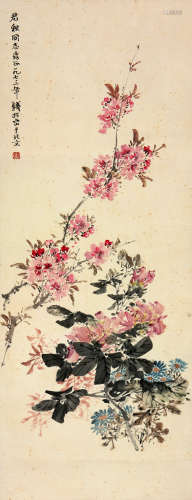 钱松喦(1899-1985)菊花飞禽
