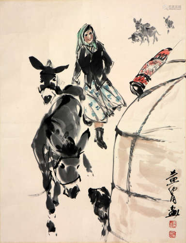 黄胄(1925-1997)牧驴图