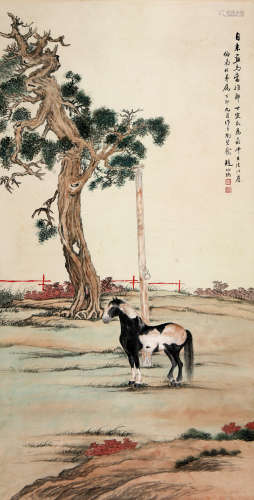赵叔孺(1874-1945)松荫立马