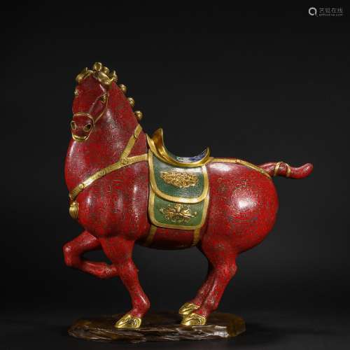 Qing Dynasty Padding Thread Weaving Enamel Horse