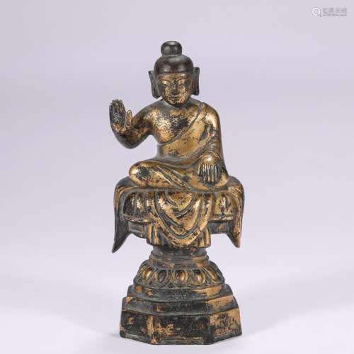 Before Ming Dynasty Bronze Gilt Buddha Statue