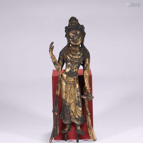 Ming Dynasty Bronze Gilt Guanyin Buddha Statue